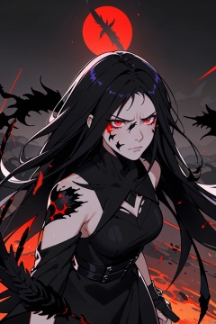  (black wind:1.4), 1girl,long_hair,facing viewer,standing,shushing,beautiful detailed eyes,exquisite dress, (annoyed face,:1.2),
(pitch-black scorched earth:1.3), (black sun:1.2), (crimson boiling magma:1.1),(falling black feathers:1.3),
8k,