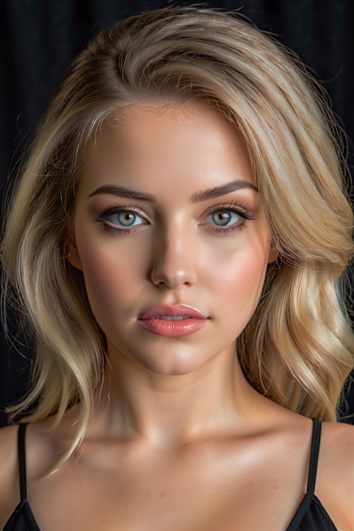 super cute blond woman,  dark theme,  beautiful detailed eyes on Tensor.Art