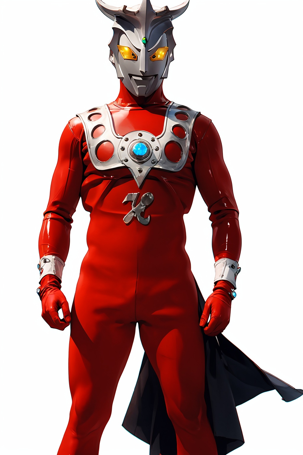 (masterpiece:1.3), (the best quality:1.2), (super fine illustrations:1.2), (Masterpiece), high quality, high detail, ((white background:1.2)), looking at viewer, (SOLO:1.4), outline, , simple background,breastplate, pauldrons, shoulder armor, armor,helmet,red footwear,red tight-fitting,silver pattern on body,bodysuit,gem,plugsuit,mask,cover,logo,boots,gloves,red legwear,red gloves,red bodysuit,leather suit,ultraman,latex