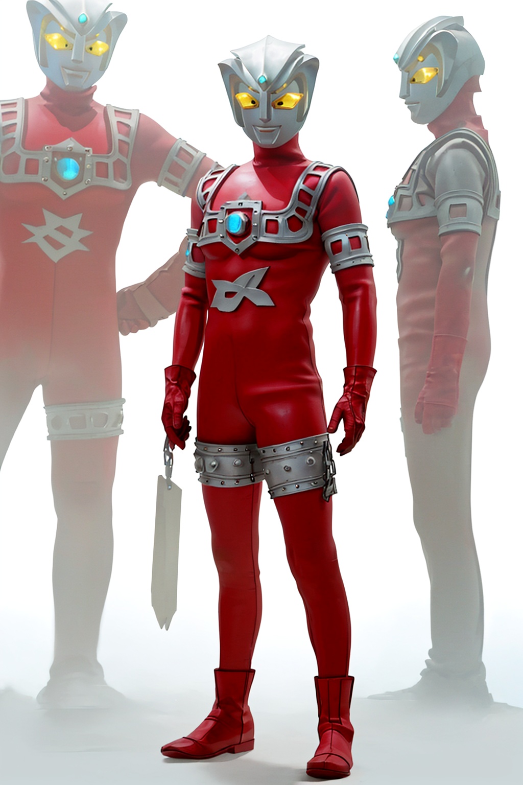  (masterpiece:1.3), (the best quality:1.2), (super fine illustrations:1.2), (Masterpiece), high quality, high detail, ((white background:1.2)), looking at viewer, (SOLO:1.4), outline, , simple background,armband, chain,breastplate, pauldrons, shoulder armor, armor,helmet,red footwear,red tight-fitting,silver pattern on body,bodysuit,gem,plugsuit,mask,cover,logo,boots,gloves,red legwear,red gloves,red bodysuit,leather suit,ultraman,latex