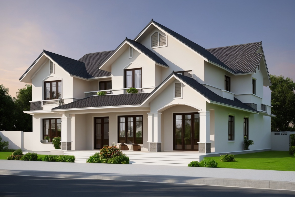 3D render photo of 1 house,  beautiful,  notable roof on Tensor.Art