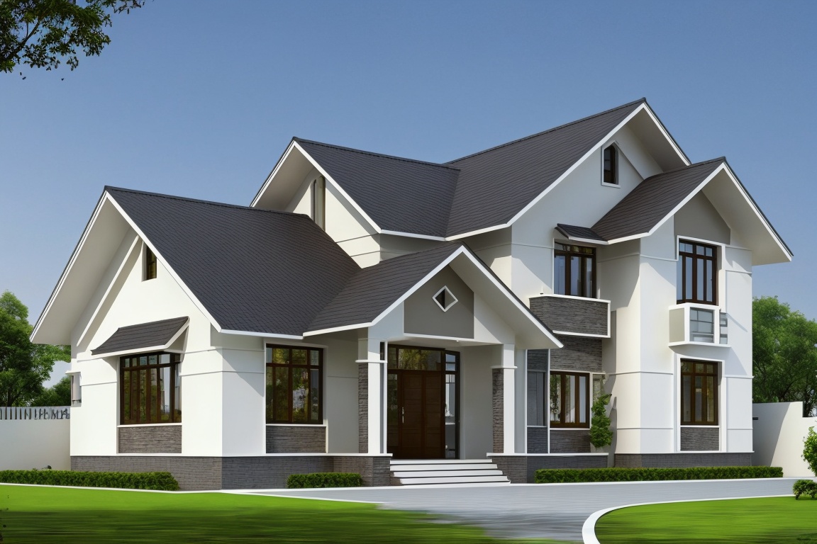 3D render photo of 1 house,  beautiful,  notable roof on Tensor.Art
