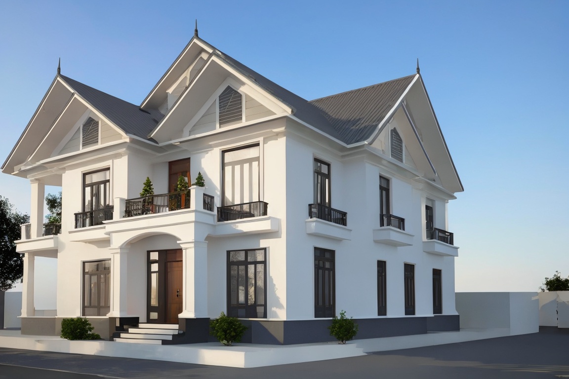 3D render photo of 1 house,  beautiful,  notable roof on Tensor.Art