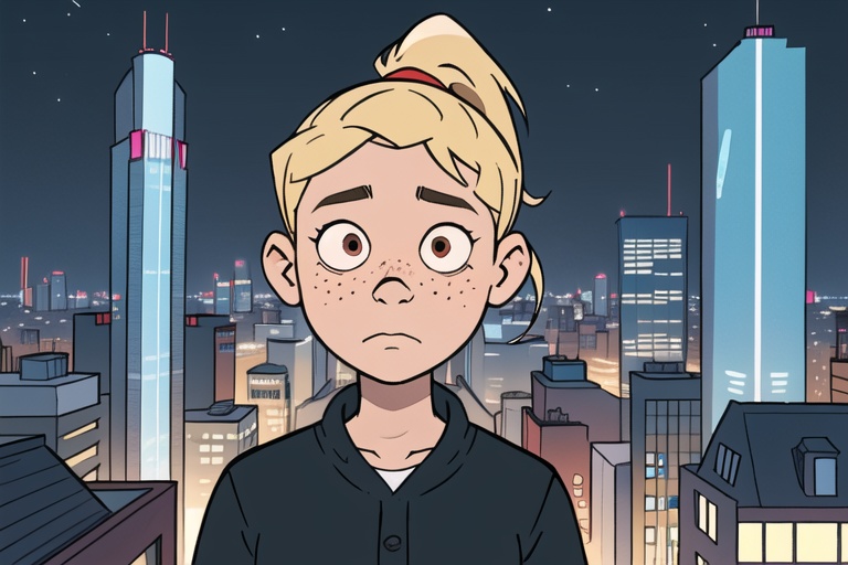 photo of a 20 years old girl with brown shiny eyes,  *****,  blonde hair in a ponytail on Tensor.Art
