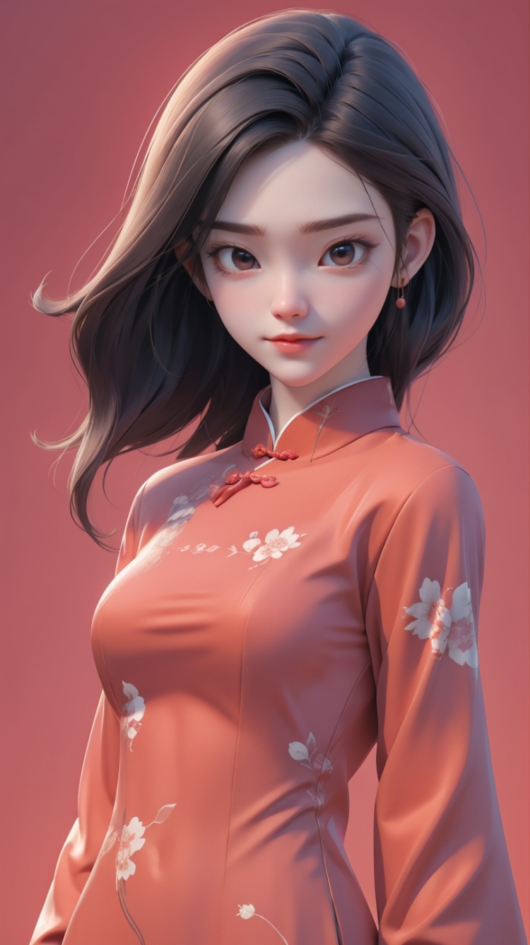  professional 3d model Girl,realistic 3d cartoon style rendering,18 years old,(whole body :1.5),wearing New Year red Chinese Tang suit,fashionable clothing,New Year background,interactive film style,edge lighting,soft gradient,charming illustration,3d rendering,OC rendering,best quality,8K,Super detail, . octane render, highly detailed, volumetric, dramatic lighting, sunlight, China dress