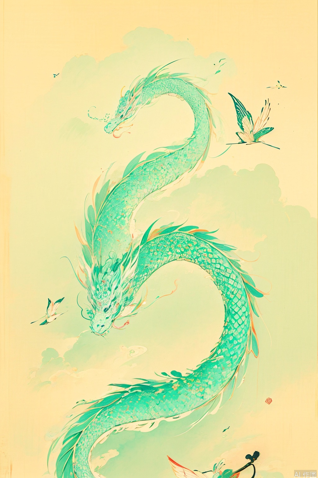 HUBG_CN_illustration, Traditional Chinese painting,dragon