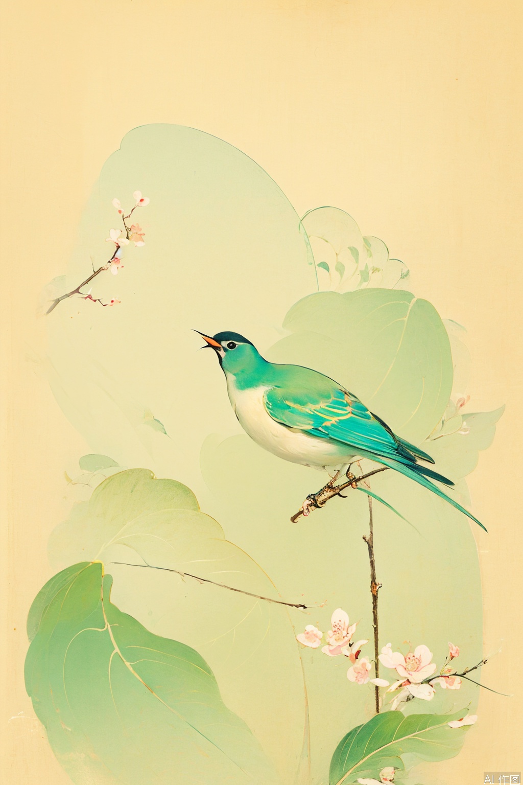 HUBG_CN_illustration, Traditional Chinese painting,  bird