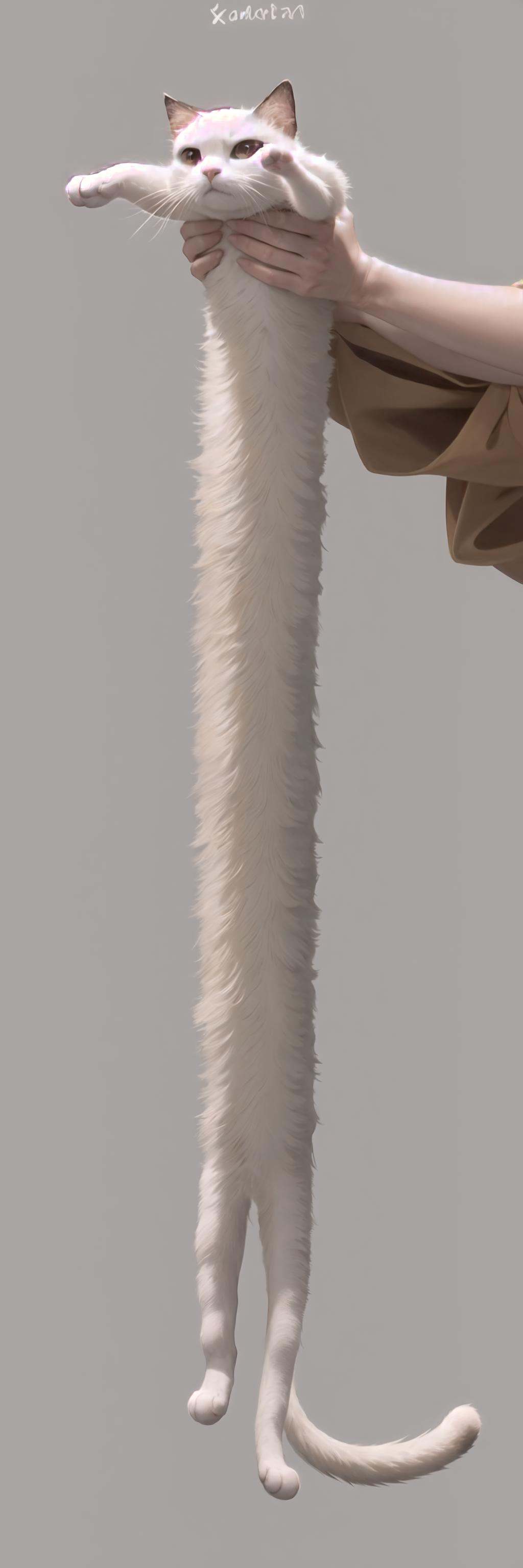 High Quality, Masterpiece,  <lora:LongcatMemeSolo:1.3>, incrslcmsolo, full body, simple background, white background, cat