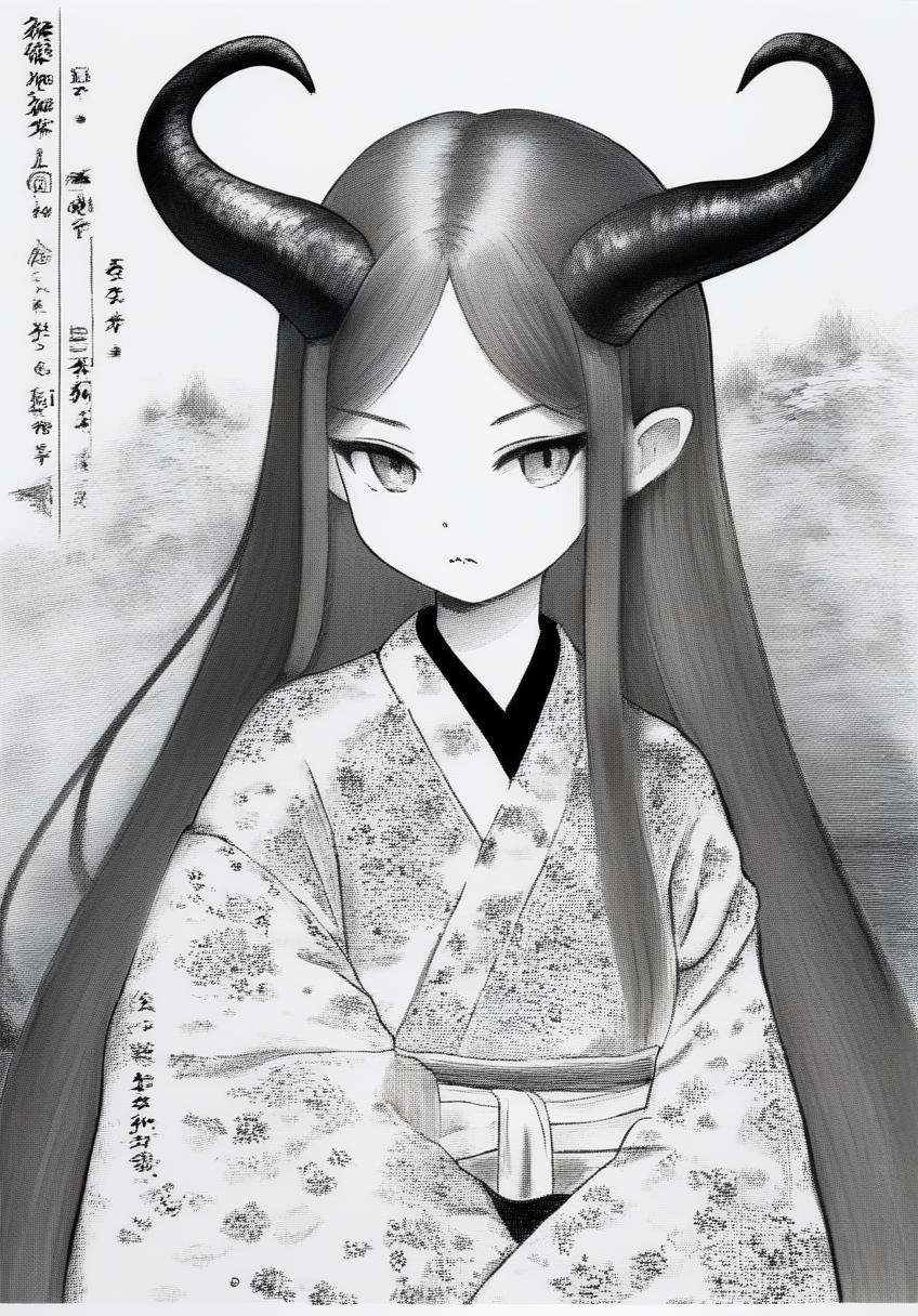 1girl,  long hair,  demon horns on Tensor.Art