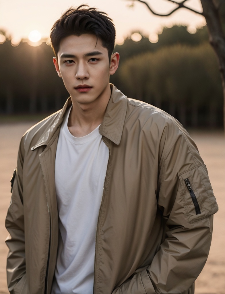 handsome male,Medium height,crew cut,soft light ,outfits,outdoor,Loose clothes,handsome male,Medium height,crew cut,soft light ,outfits,outdoor,Loose clothes,lens effects,cool background(gloom),Handsome face,techwear jacket,tactical ,