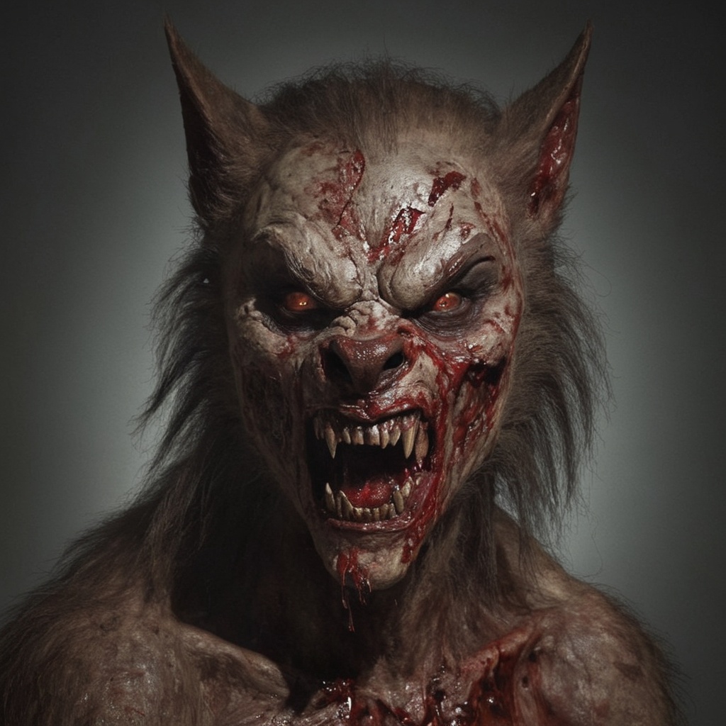monster,  creepy,  bloody werewolf on Tensor.Art