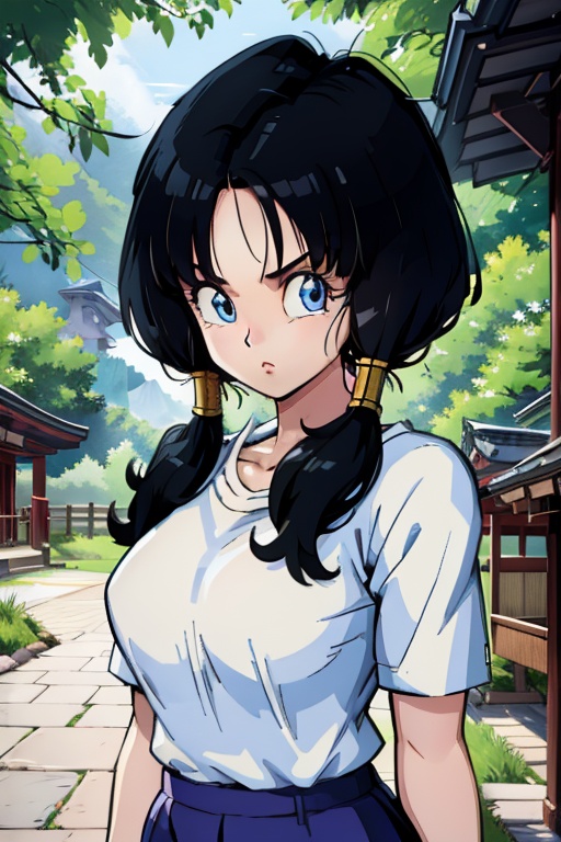 Photorealistic 8K image of 6-year-old Videl from Dragon Ball,  upper body portrait,  bright sunny day on Tensor.Art