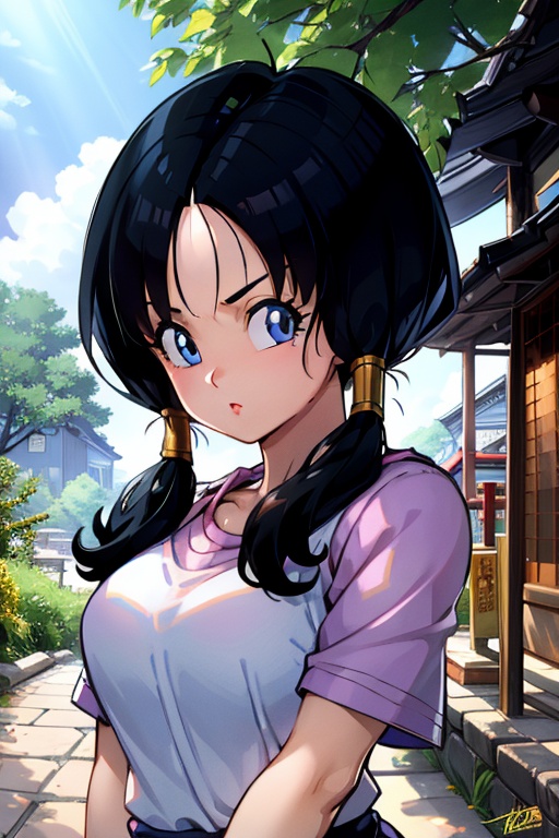 Photorealistic 8K image of 6-year-old Videl from Dragon Ball,  upper body portrait,  bright sunny day on Tensor.Art