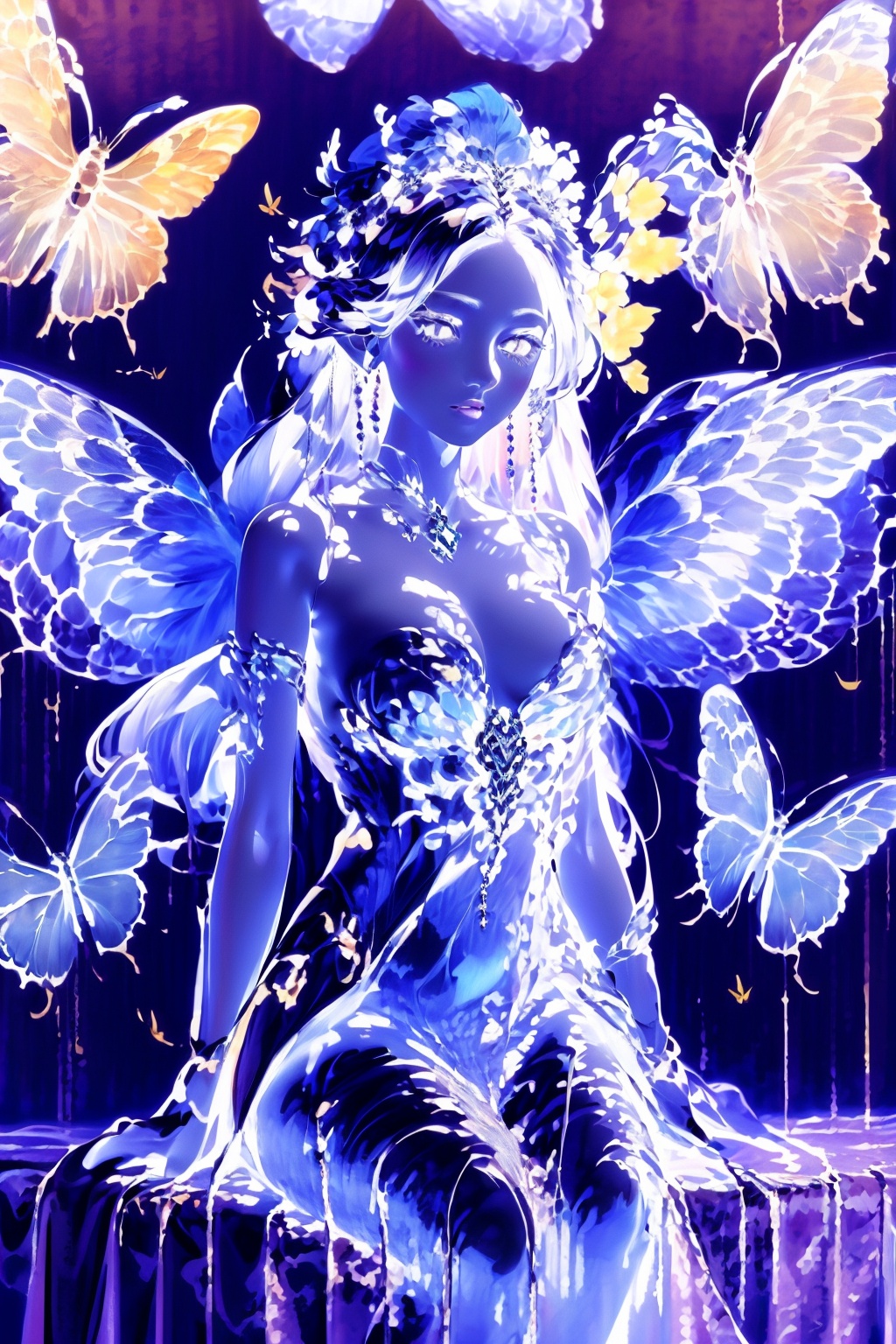  Best quality,8k,cg,
a woman sitting on a rock in the water with a green fairy dress, astral fairy, water fairy, glowing angelic being, beautiful fairy, glowing aura around her, ethereal wings, beautiful fantasy art, very beautiful fantasy art, beautiful fairies, neon wings, ethereal aurora spirits, very beautiful digital art, beautiful digital art, elven angel meditating in space, dofas, faxa