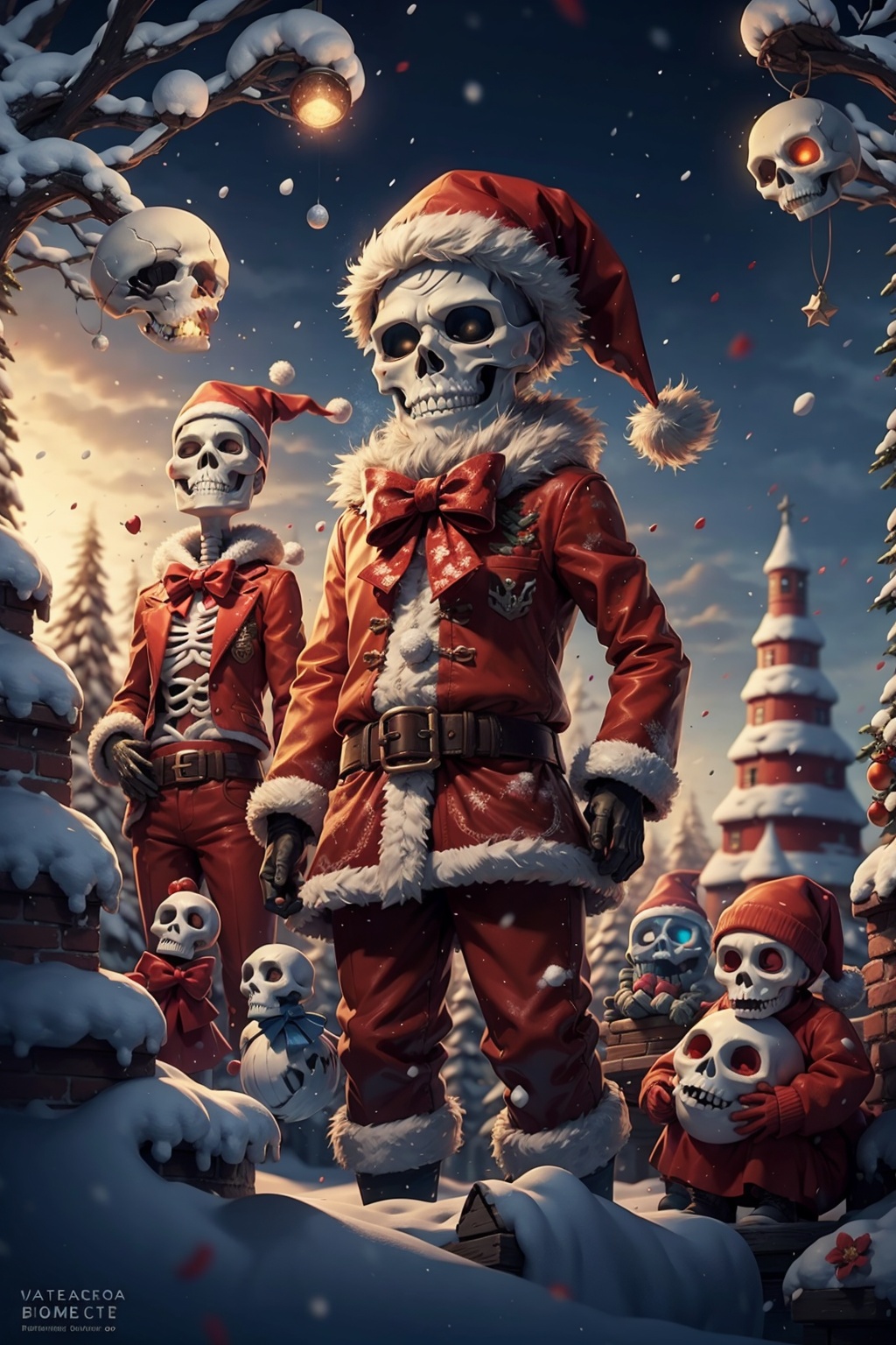 santa costume,  skeleton,  santa hat on Tensor.Art