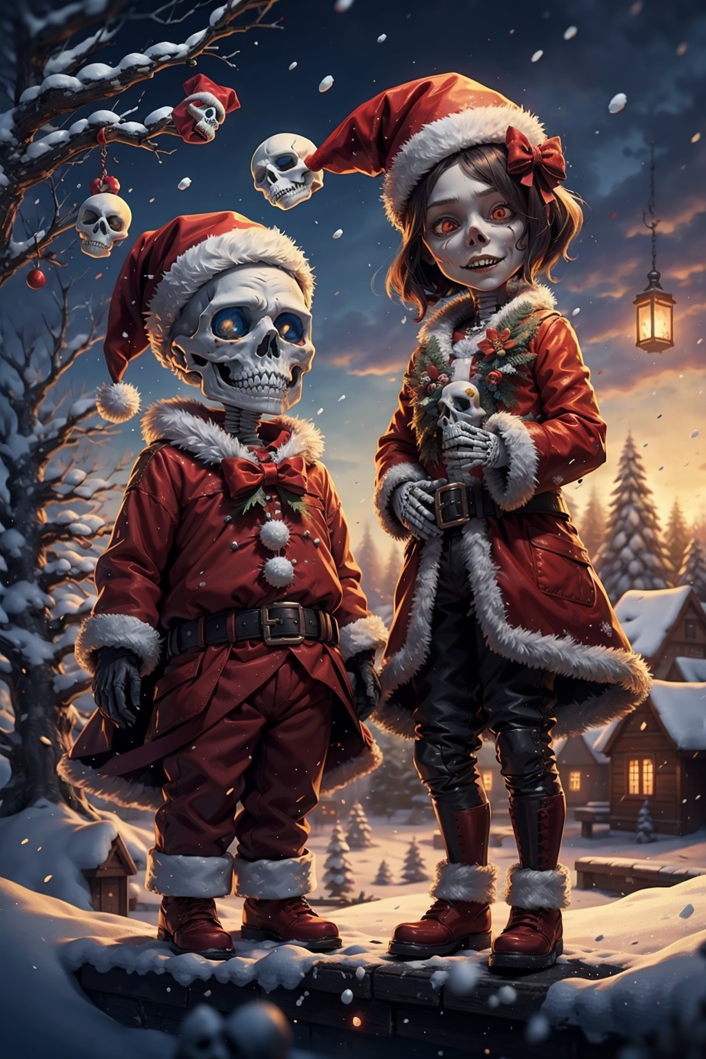 santa costume,  skeleton,  santa hat on Tensor.Art