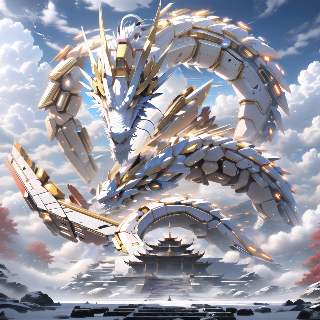a mecha dragon,<lora:mecha_loong_v1_preview:0.9>,no humans,