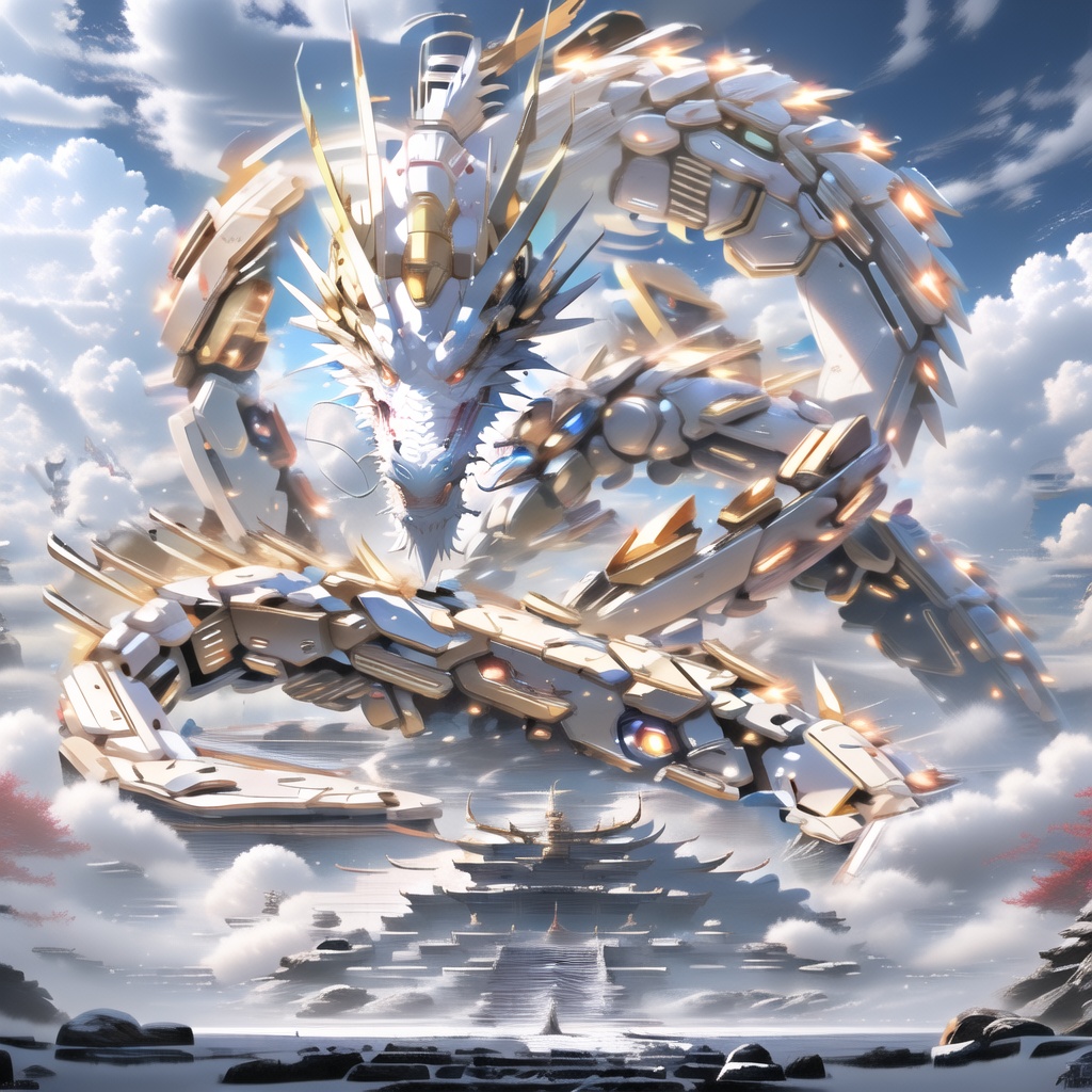 a mecha dragon,<lora:mecha_loong_v1_preview:1.1>,no humans,