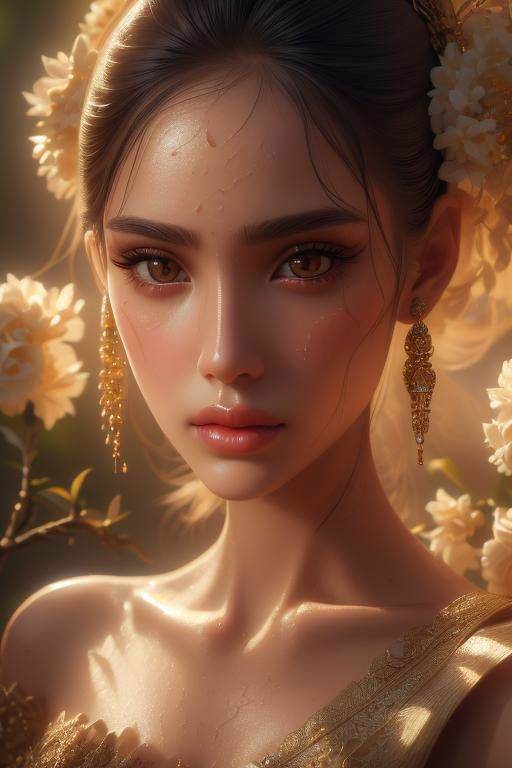 realistic,  dramatic light ,  young girl thai dress by World Ai on Tensor.Art