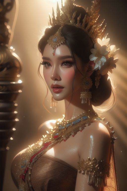 dramatic light,  bella ranee,  thai dress by World Ai on Tensor.Art