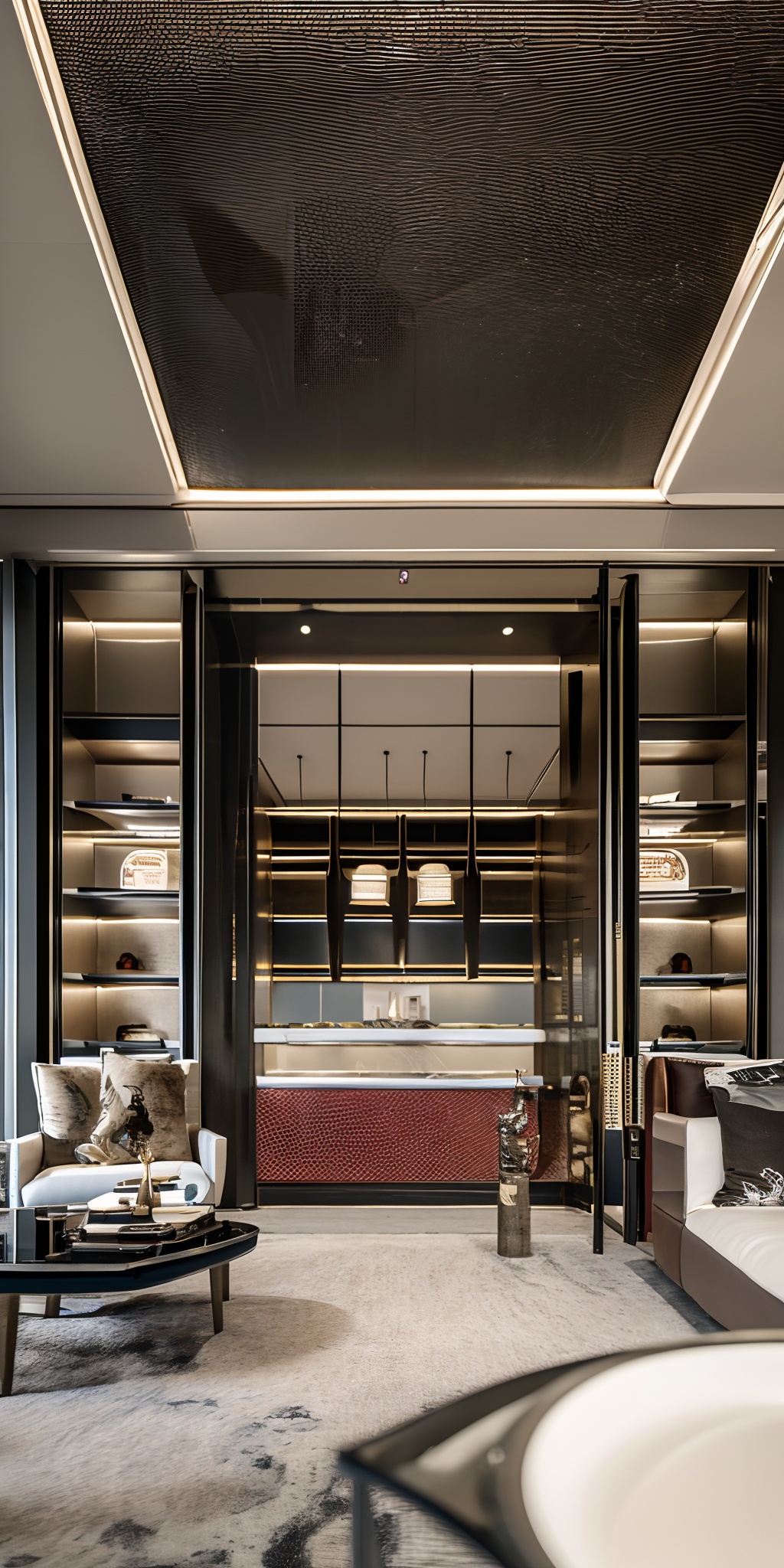 Neo-ch, Classical, Ming and Qing, Chinese, Oriental, stable, luxurious, Ancient rhymeInterior scene, luxury scene, sales center, evening view, excellent picture quality, HD 8k, beautiful light, excellent photography masterarchitecture, tree, east asian architecture, window, reflection, plant, lamp, sky