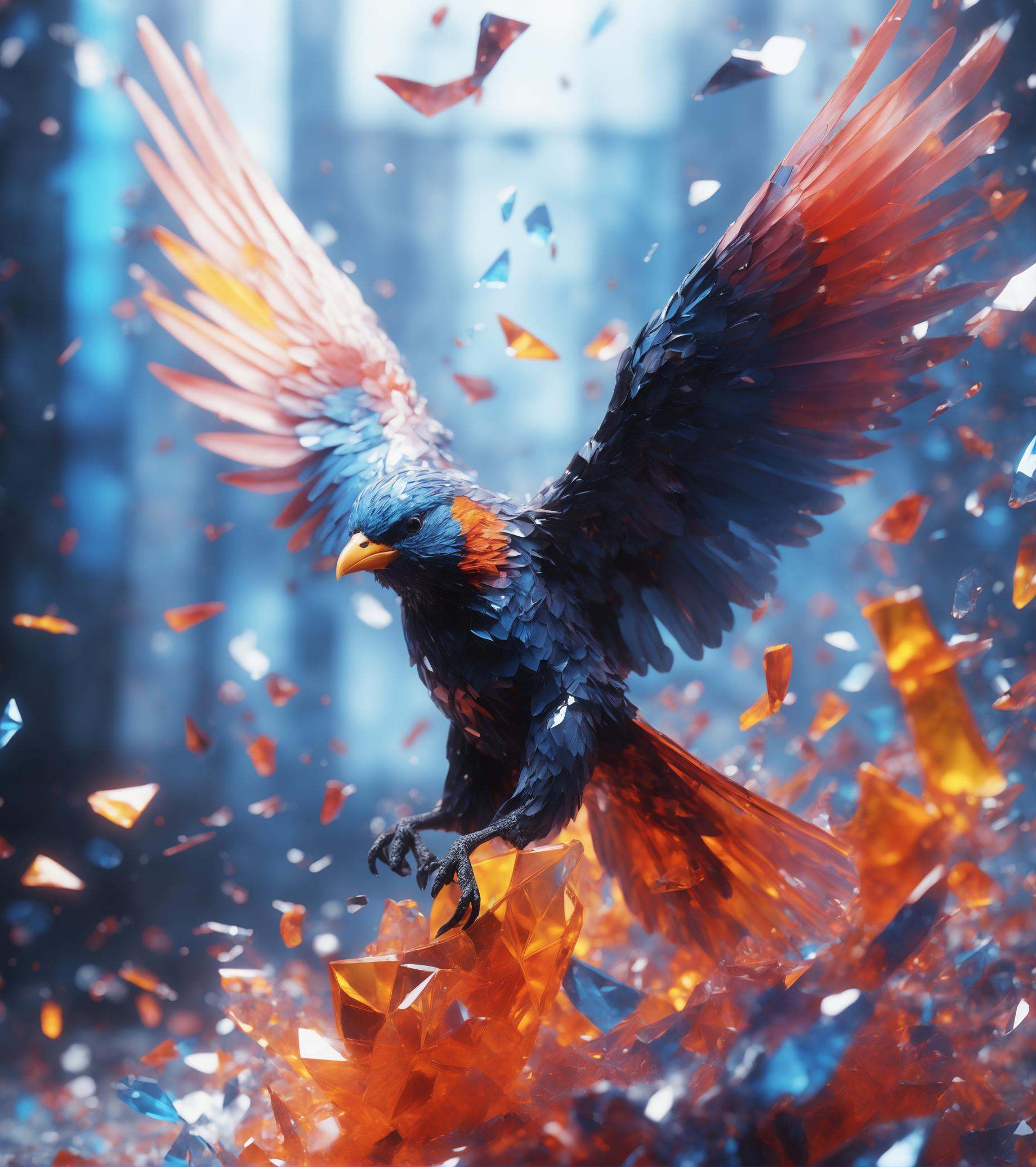 Made_of_pieces_broken_glass solo,  wings,  blurry by Speach1sdef178 on Tensor.Art