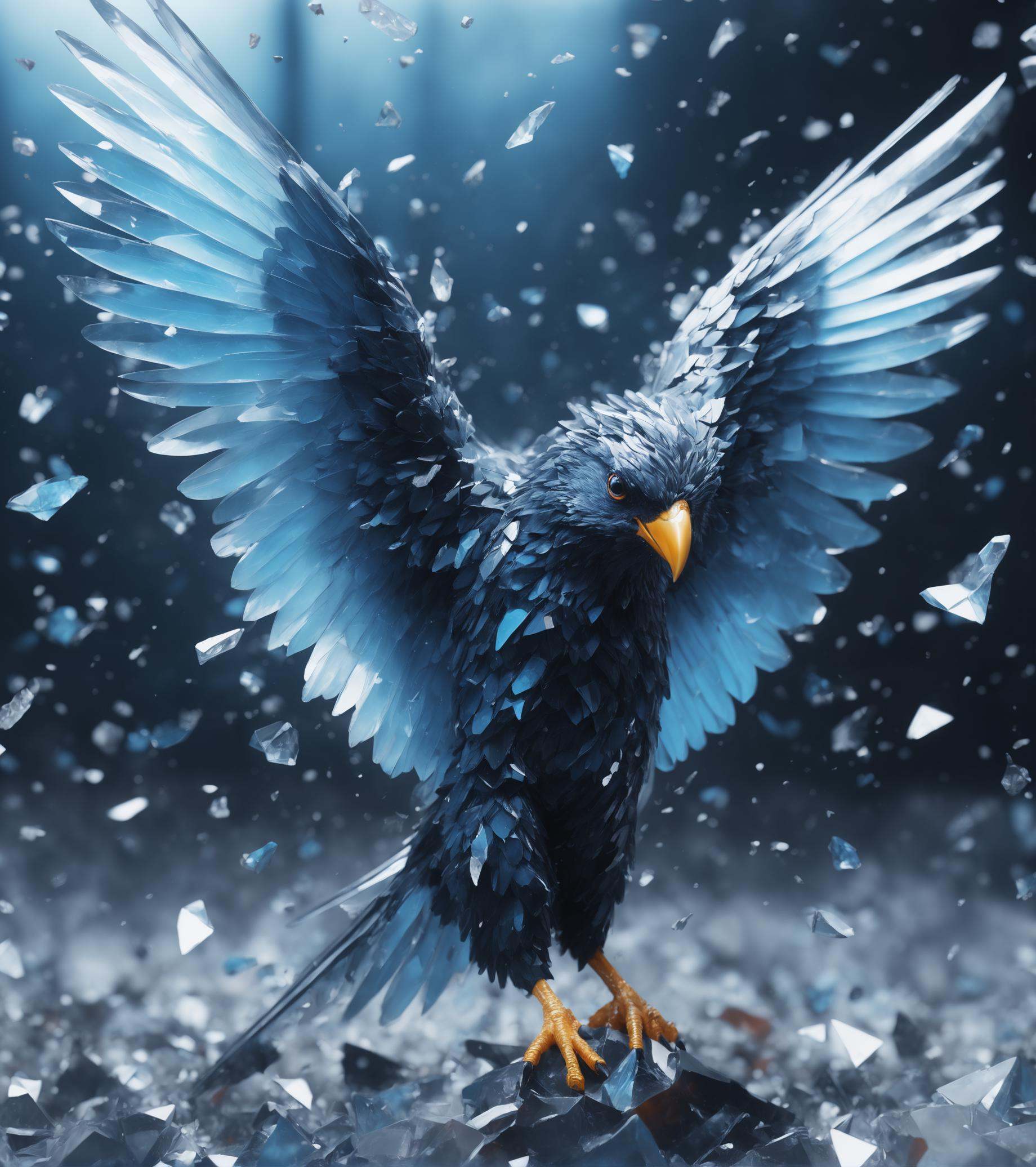 Made_of_pieces_broken_glass solo,  wings,  blurry by Speach1sdef178 on Tensor.Art