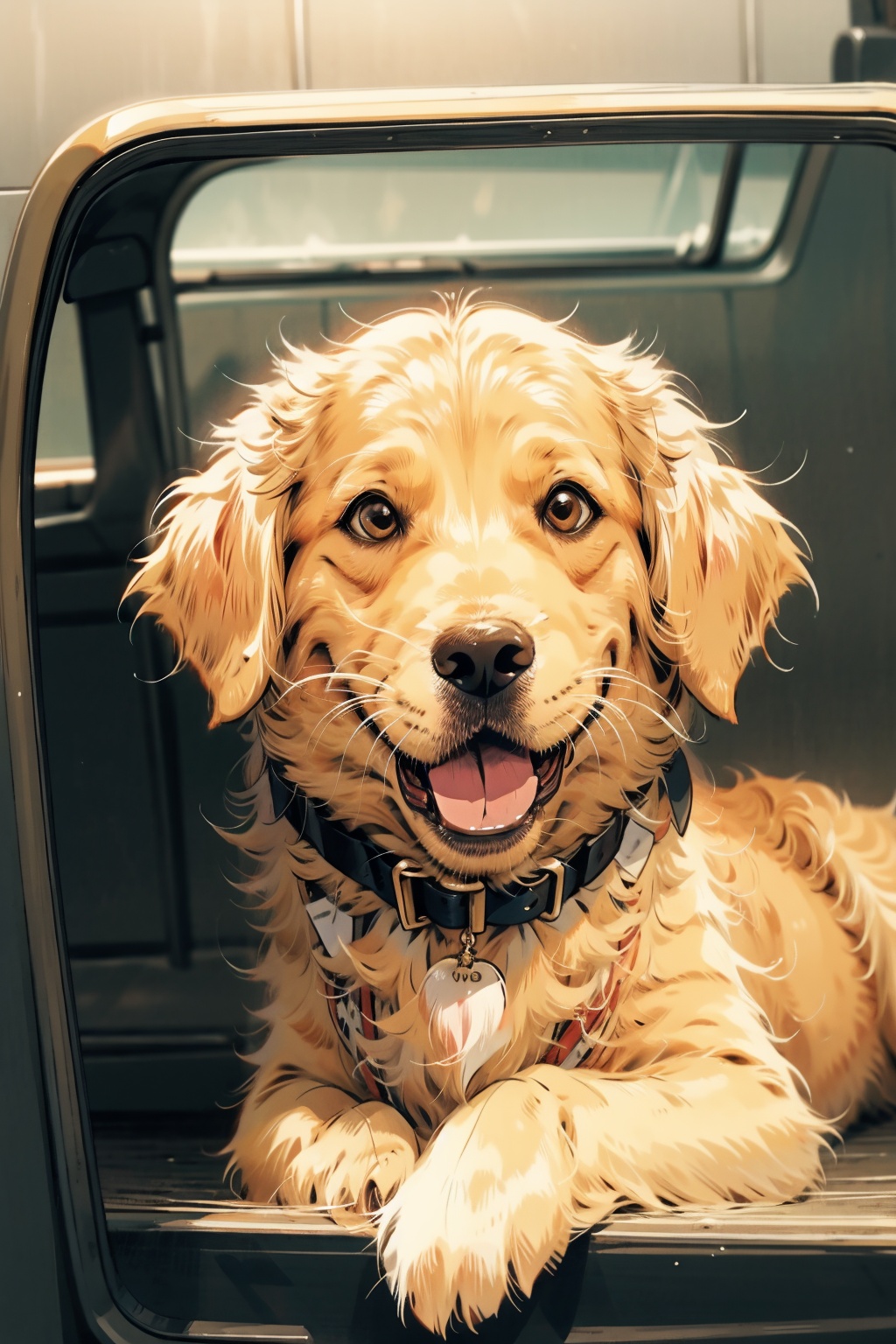 absurdres,absurdres,realistic,full_shot,Dog_Golden Retriever, Dog_Golden Retriever