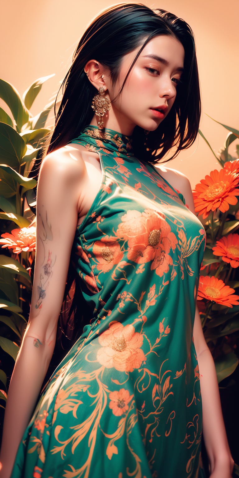 woman,  flower dress,  colorful on Tensor.Art