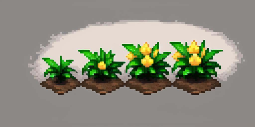 grass,plant growth process, reference table, no people, flower, gray background, simple background, growth stage, five stages, from young bud to luxuriant, still life, plant, leaf, soil,pixel,pixel art,pixelart,xiangsu,xiang su,no humans <lora:pixel plant growth:0.8>, masterpiece,best,quality