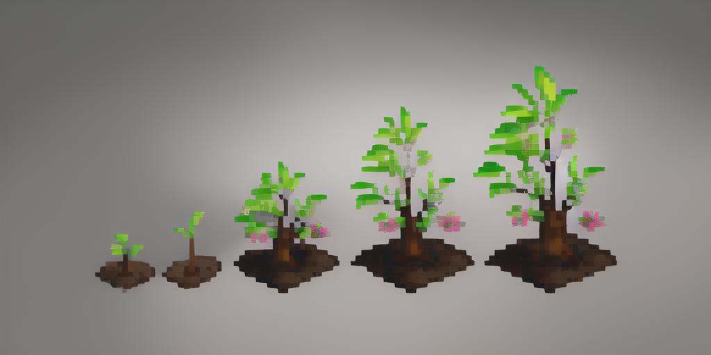 tree,plant growth process, reference table, no people, flower, gray background, simple background, growth stage, five stages, from young bud to luxuriant, still life, plant, leaf, soil,pixel,pixel art,pixelart,xiangsu,xiang su,no humans <lora:pixel plant growth:1>, masterpiece,best,quality