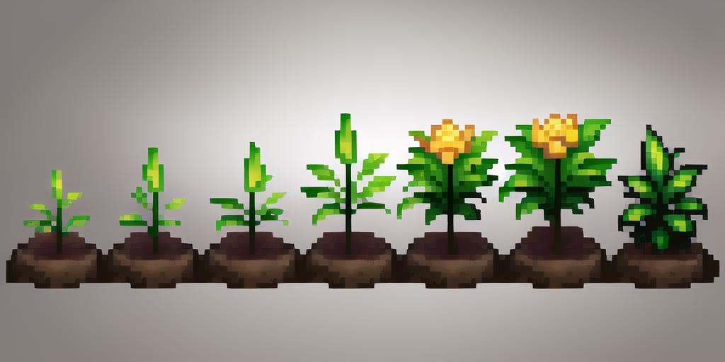 grass,plant growth process, reference table, no people, flower, gray background, simple background, growth stage, five stages, from young bud to luxuriant, still life, plant, leaf, soil,pixel,pixel art,pixelart,xiangsu,xiang su,no humans <lora:pixel plant growth:0.8>, masterpiece,best,quality