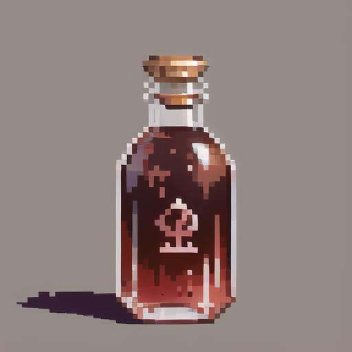 red Liquid,Potion,botle,poison, Magic,pixel,pixel art,pixelart,xiangsu,xiang su,Simple background<lora:Pixel bottle:1>, masterpiece,best,quality