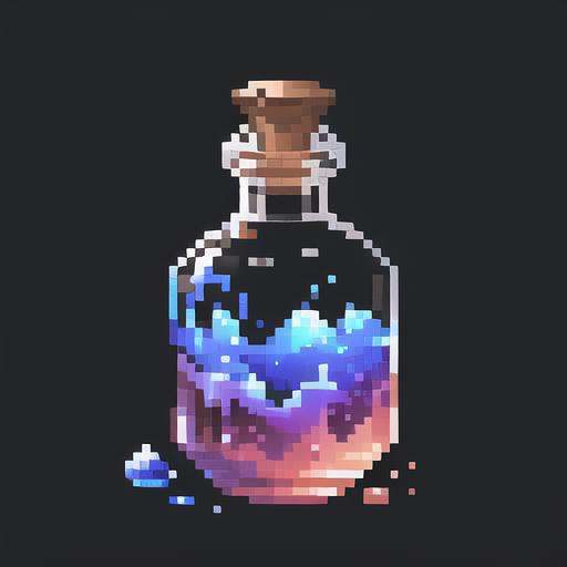 ((blue)) Liquid,Potion,botle,poison, Magic,pixel,pixel art,pixelart,xiangsu,xiang su,Simple background<lora:Pixel bottle:1>, masterpiece,best,quality