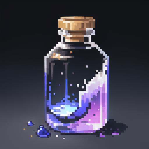 blue Liquid,Potion,botle,poison, Magic,pixel,pixel art,pixelart,xiangsu,xiang su,Simple background<lora:Pixel bottle:1>, masterpiece,best,quality