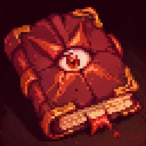 red Bloody Eye Symbol,magic,bookpixel,pixel art,pixelart,Simple background, solid color background,no humans,  <lora:pixel book:1>, masterpiece,best,quality