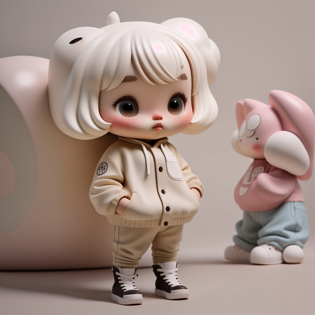  1girl, chibi, stand, Graffiti clothing, personality, Handmade,Insert your hands into your pockets,<lora:660447313082219790:1.0>