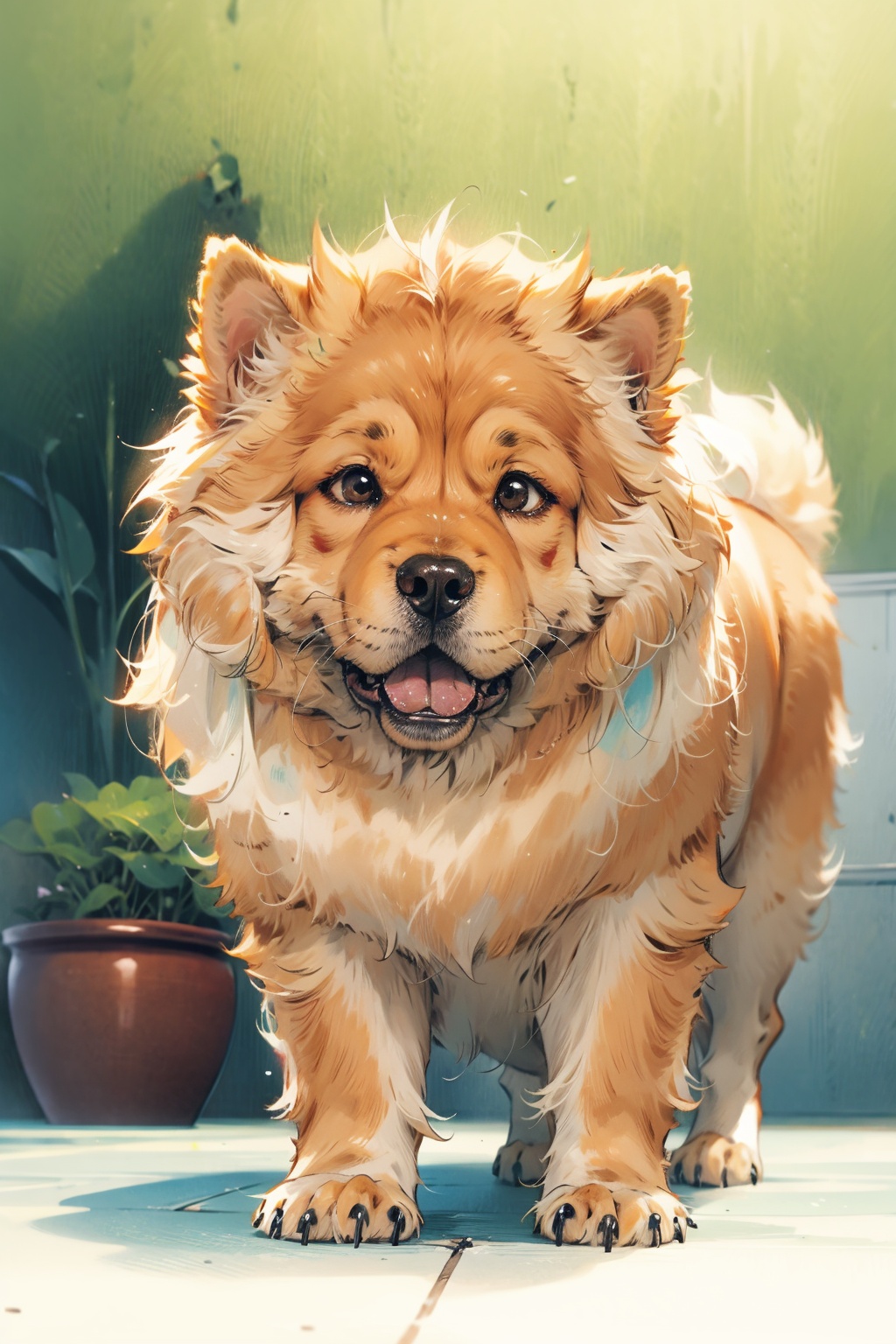  absurdres,absurdres,realistic,full_shot, Dog_Chow Chow