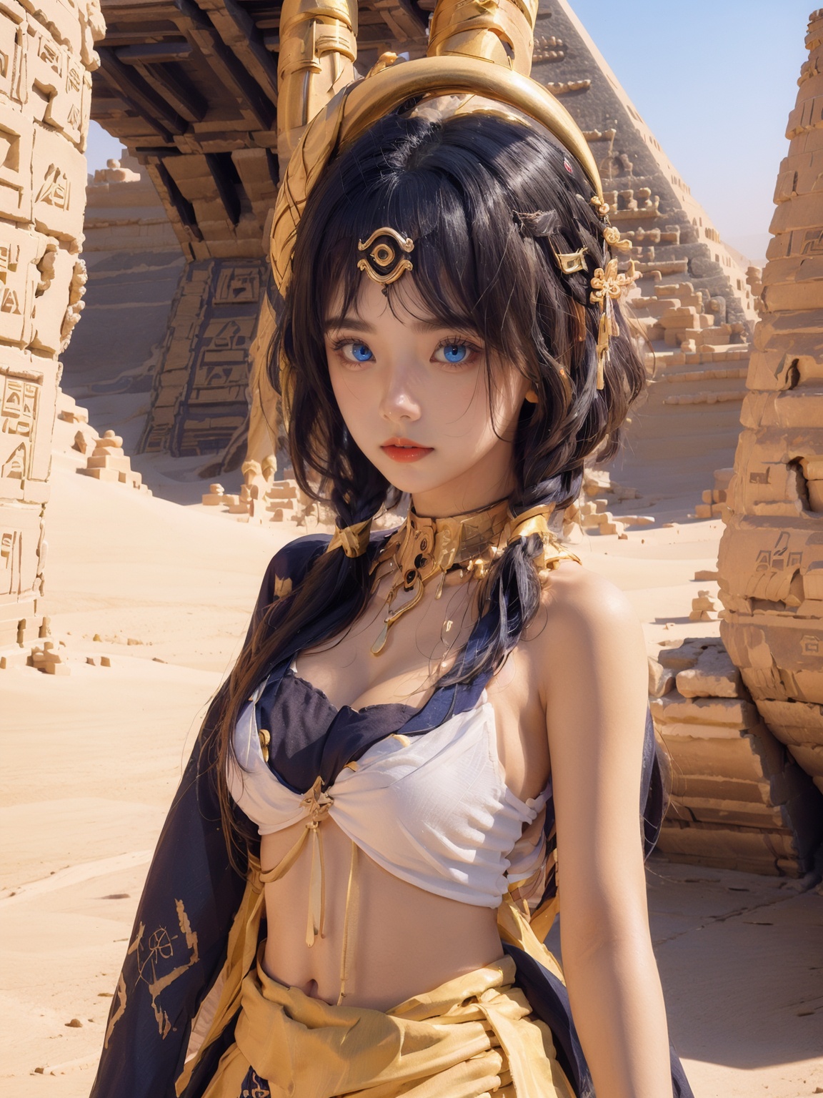 1girl,  blue eyes,  in egypt on Tensor.Art