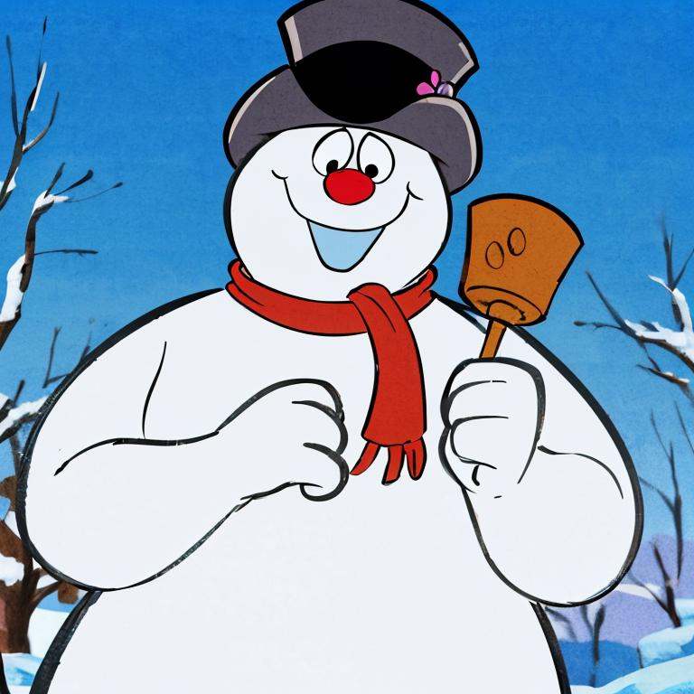 <lora:Oda_Eiichirou_Animation_Style_Dim32:0.8>,((masterpiece,best quality)), absurdres, <lora:Frosty_the_Snowman:0.8>, Frosty_the_Snowman, snowman, no humans,  solo, smiling, looking at viewer, cowboy shot, 