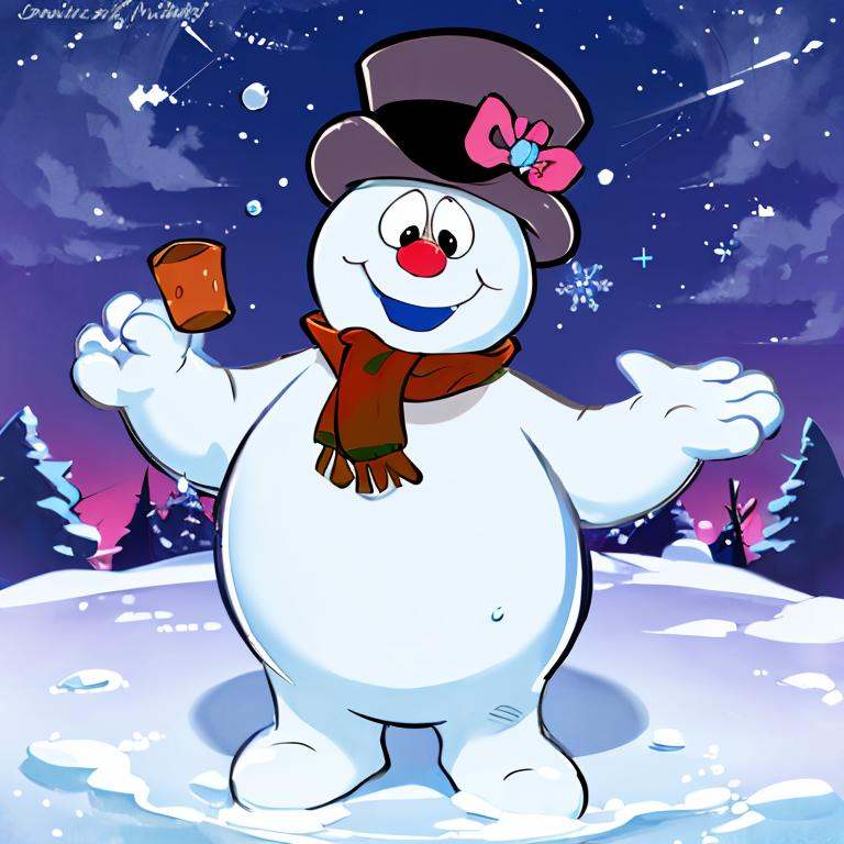 <lora:Zankuro_AnyLora_Dim32:0.8>,((masterpiece,best quality)), absurdres, <lora:Frosty_the_Snowman:0.8>, Frosty_the_Snowman, snowman, no humans,  solo, smiling, looking at viewer, cowboy shot, 