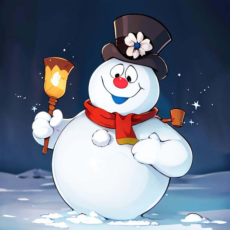 <lora:ricegnat_style:0.8>,((masterpiece,best quality)), absurdres, <lora:Frosty_the_Snowman:0.8>, Frosty_the_Snowman, snowman, no humans,  solo, smiling, looking at viewer, cowboy shot, 