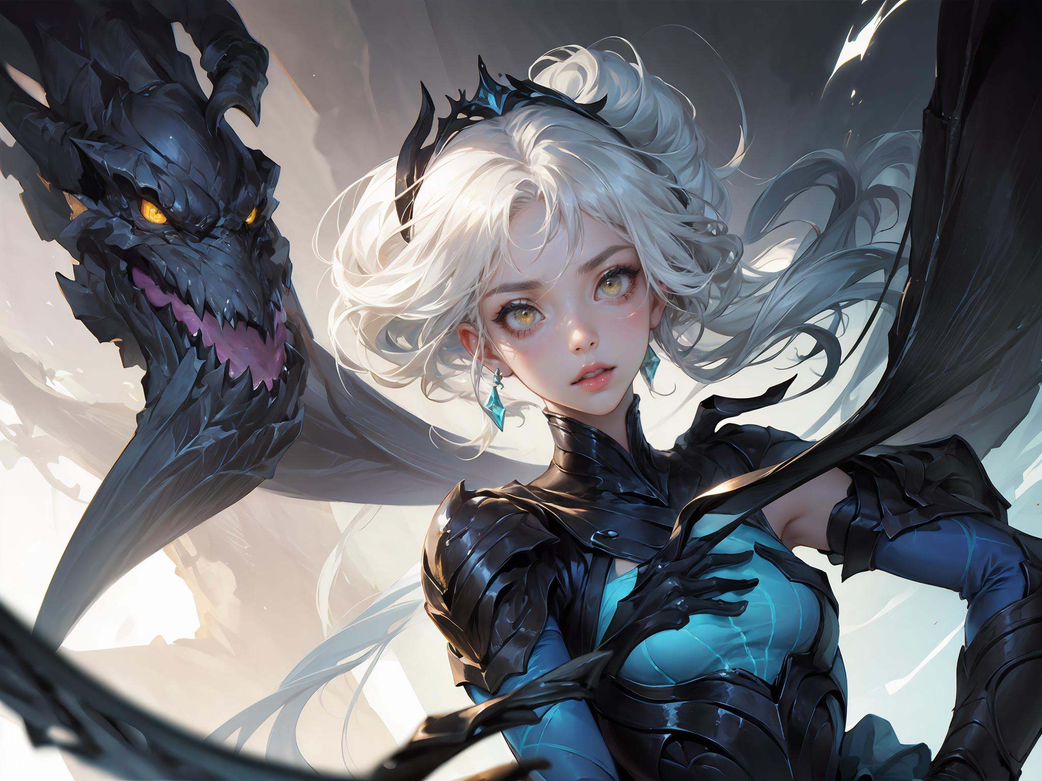 (masterpiece, best quality),intricate details,(Best quality)),((masterpiece)),((realistic)),(hyperrealism:1.2),(fractal art:1.2),.(1girl),(perfect face:1.3),riven \(league of legends\),folded ponytail,short dress,coreset,single pauldron,white hair,black eyeshadow,bare shoulders,yellow eyes,white hair,.extreme detailed eyes,colorful,highest detailed,vibrant colors,high contrast,. (8K UHD:1.2),(photorealistic:1.2),<lora:盒子系列——LOL美宣氛围质感(暗影岛)_V2.0:str>,
