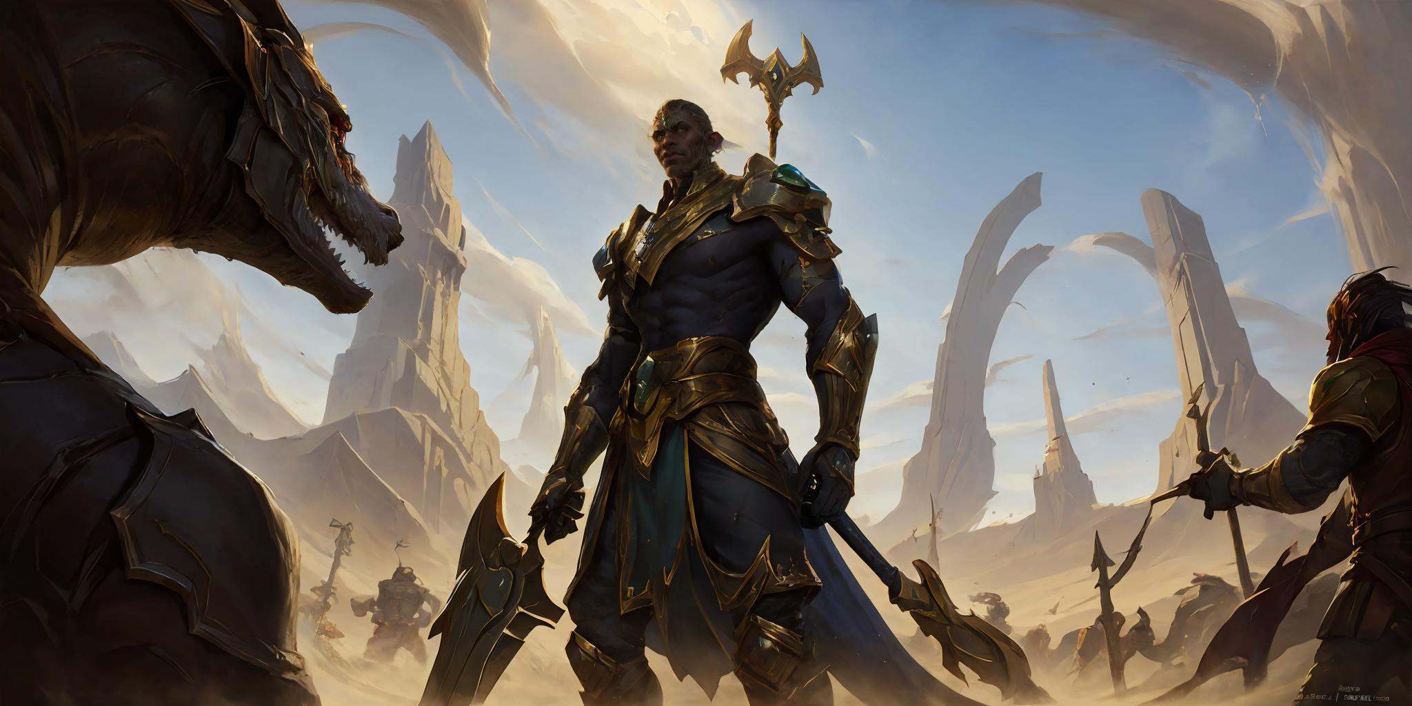HEZI,LOL,\(lol style\),game cg,Poster close-up of a person holding a sword,epic scroll art,symmetrical portrait RPG avatar,complex and epic conceptual art,epic RPG portrait,exquisite epic character art,brother art,male god man portrait,World of Warcraft art style,male orc portrait,Weta Studio and James Jean,fantasy character portrait,epic fantasy art portrait,Warcraft art,ultra detailed fantasy characters,World of Warcraft art,Vector enhance hd jesper ejsing,fin wildcoat portrait,fantasy rpg symmetrical portrait,a mechanic's close-up portrait,old scroll art,armored warrior's avas portrait,stunning character art,popular character design,elegant film fantasy art,symmetrical epic fantasy art,epic science fiction fantasy art,highly detailed cgsociety,orc portrait,slender orc portrait,popular digital fantasy art Complex Steam Punk Images,<lora:盒子系列——LOL美宣氛围质感(恕瑞玛):0.75>,