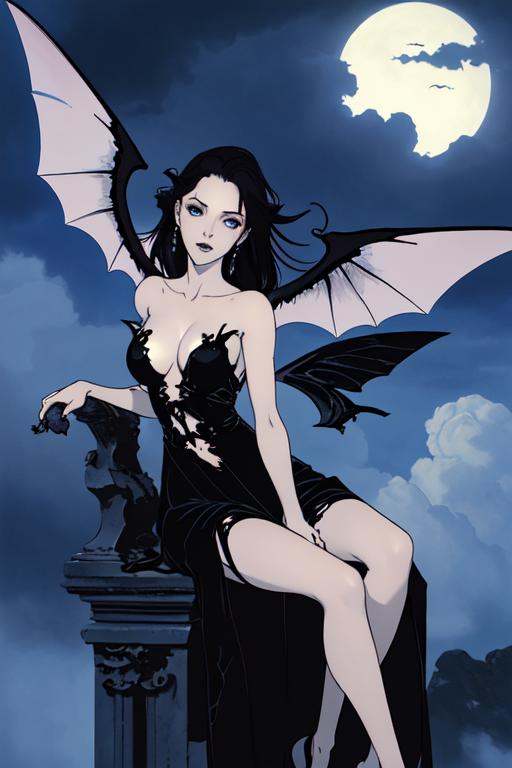 alluring succubus,  black dress,  ethereal beauty on Tensor.Art