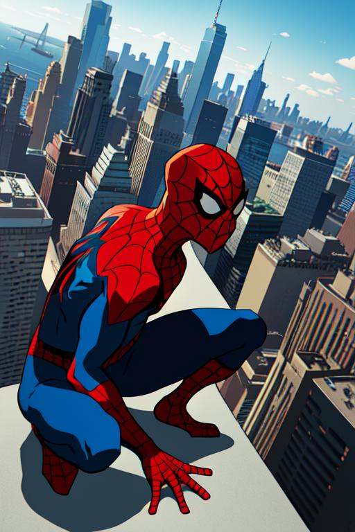 comic book style,  flat colors,  Spiderman on Tensor.Art