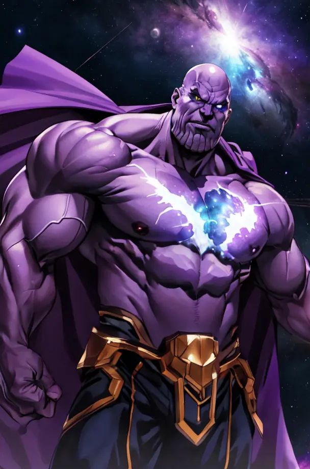 man,  male focus,  stunning angry Thanos on Tensor.Art