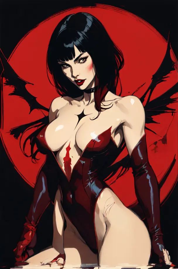 beautiful vampirella,  sharp eyes,  hourglass body on Tensor.Art