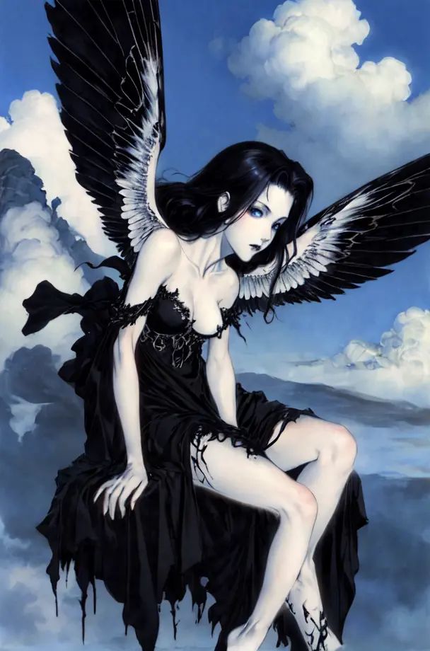 alluring succubus,  black dress,  ethereal beauty on Tensor.Art