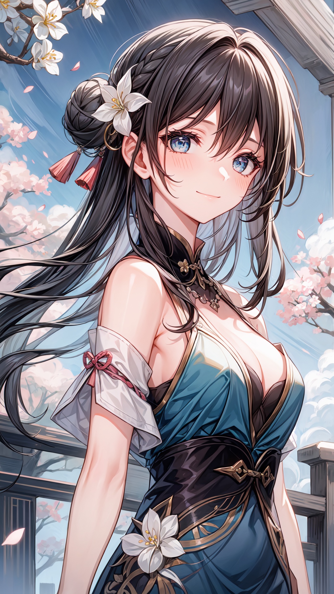 upper_body,  cherry_blossoms,  outdoors on Tensor.Art